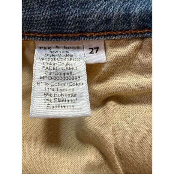 Rag & Bone women’s Cate faded camo midrise ankle jeans size 27 #11-1450 - Picture 5 of 9